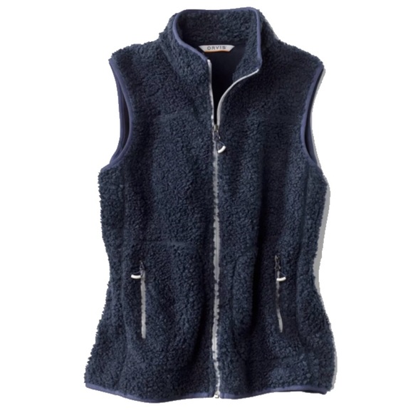 Orvis Navy Sherpa Fleece Vest EUC size M - Picture 1 of 3